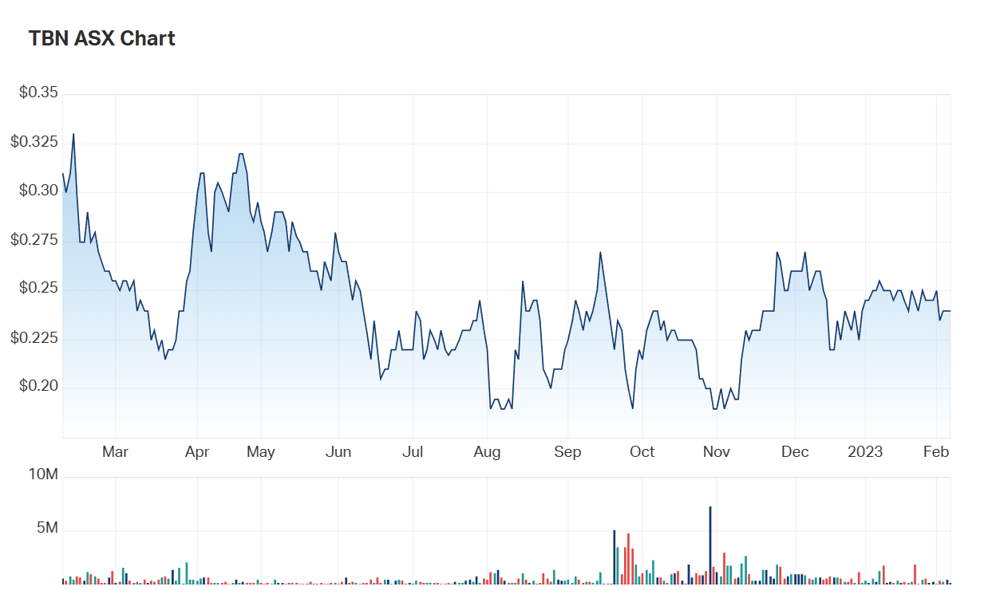 Tamboran's one year charts 