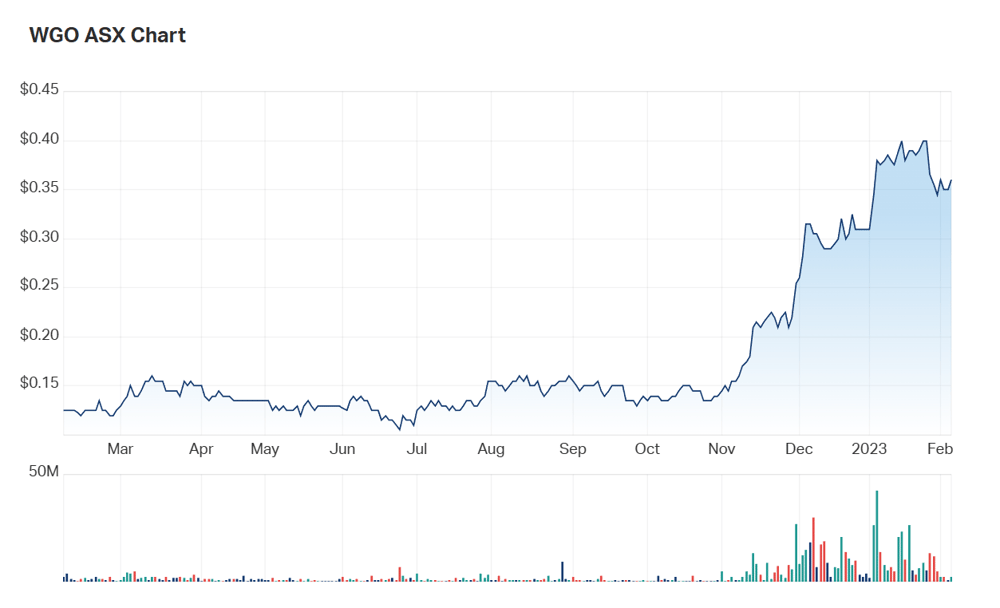 WGO's one year chart 