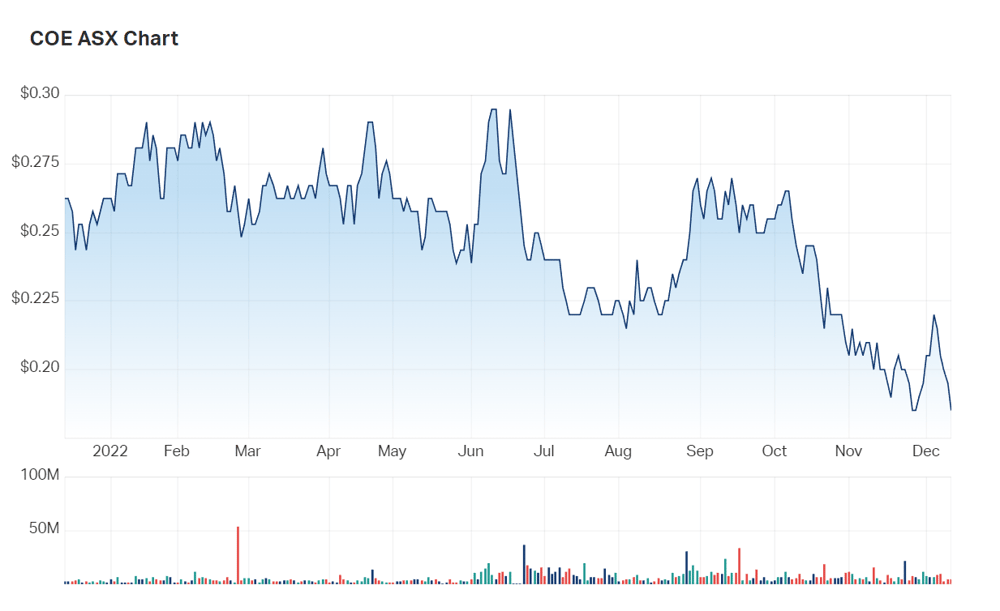 Cooper's one year charts show the company is not necessarily ending off 2022 on a high note 