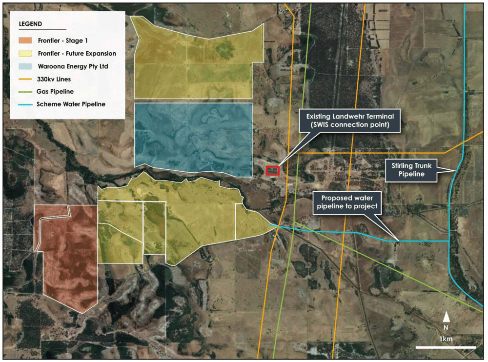 A schematic outlining the boundaries of each solar project in proximity to one another