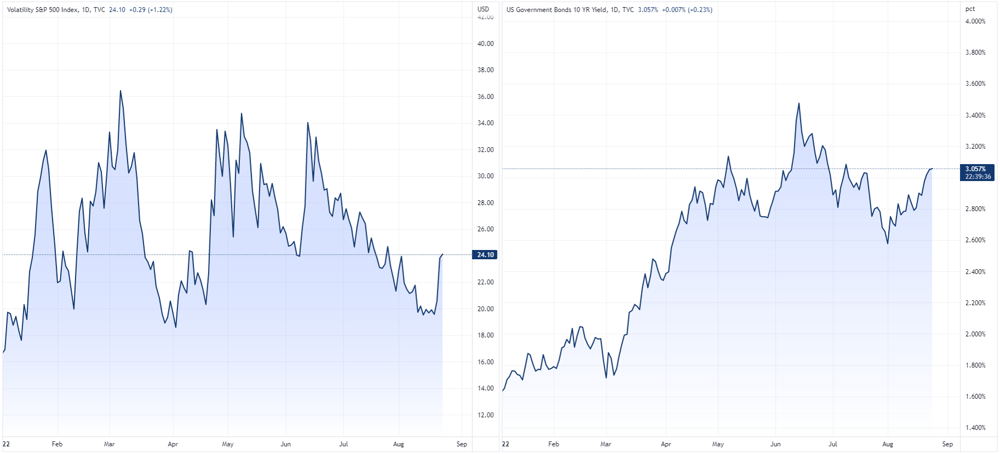 VIX and US 10 year Treasury yield chart