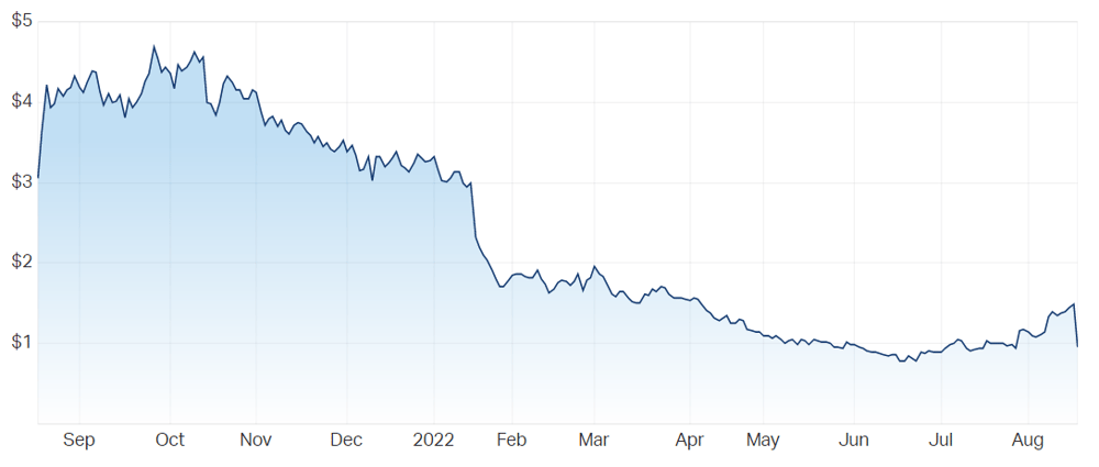 Redbubble share price chart