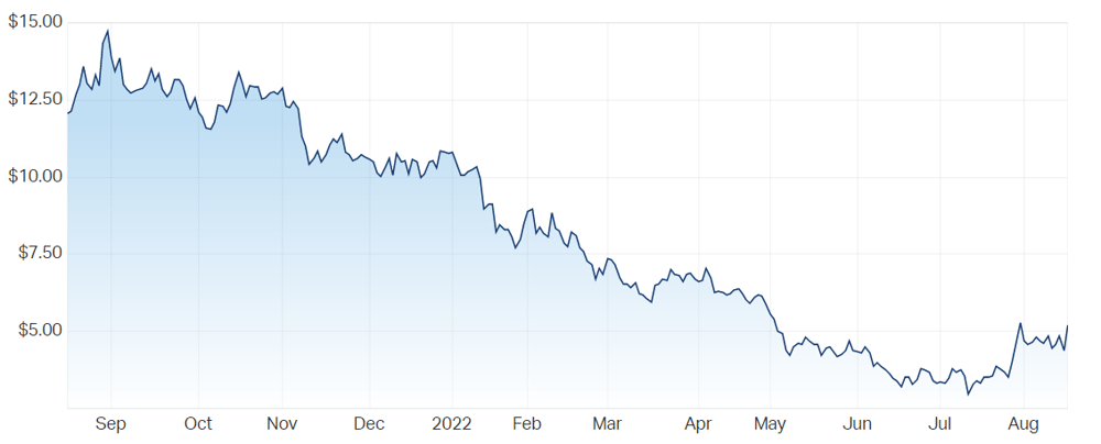 Temple & Webster share price chart