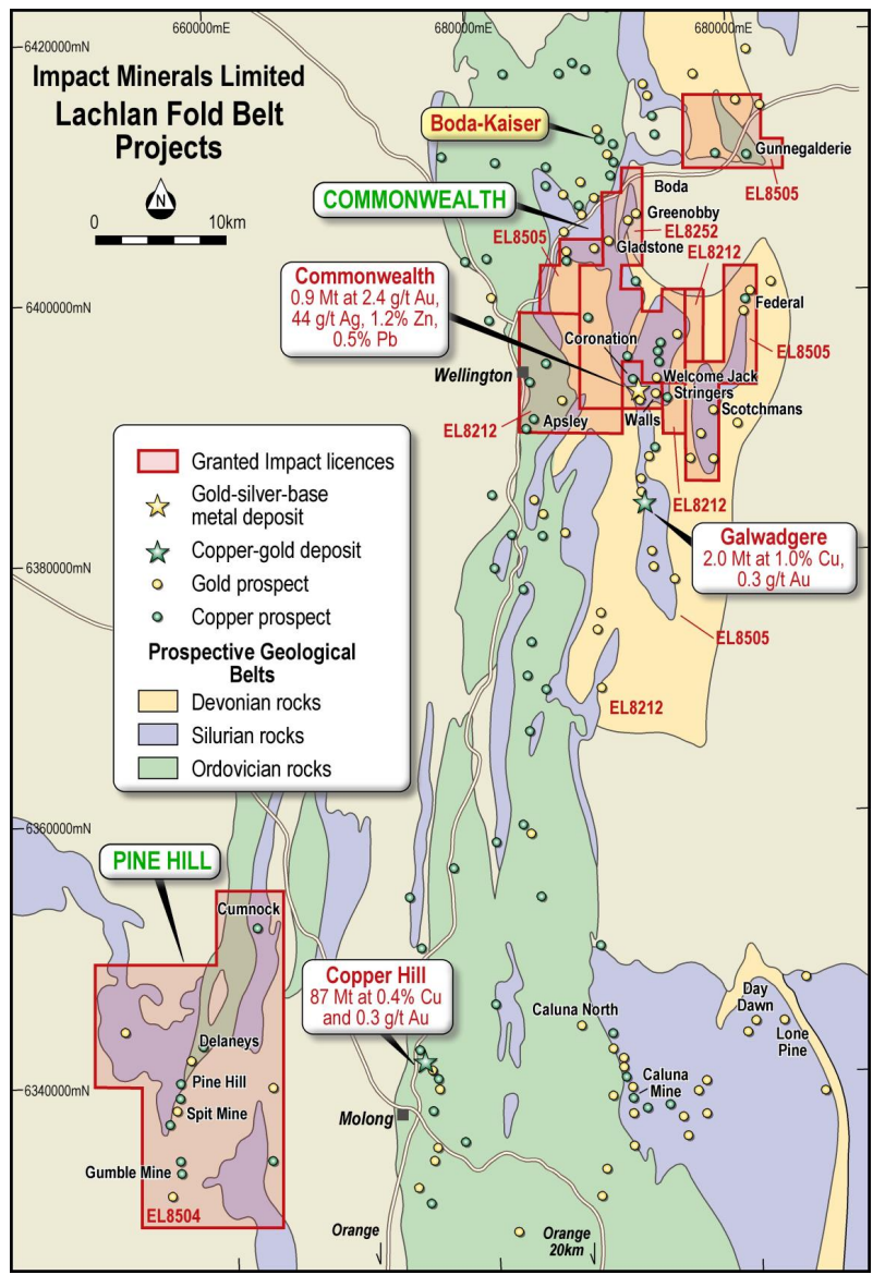 A map locating the Commonwealth project in the Lachlan Ford Belt, NSW 