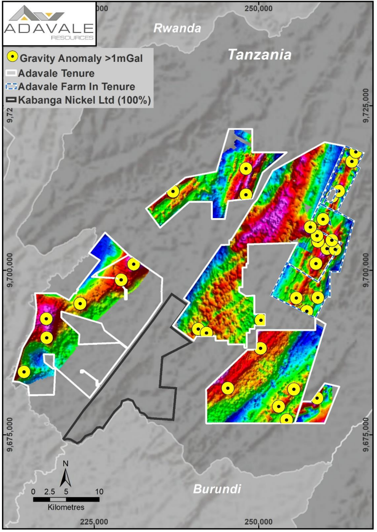 Project map revealing the distribution of  Adavale's newly identified targets 