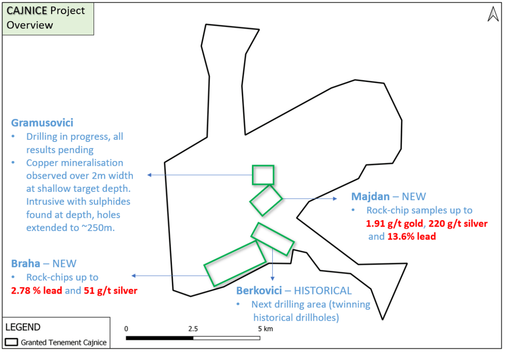 (Source: Lykos) A graphic depicting the shape of the company's tenement boundaries and the location of targets within it 