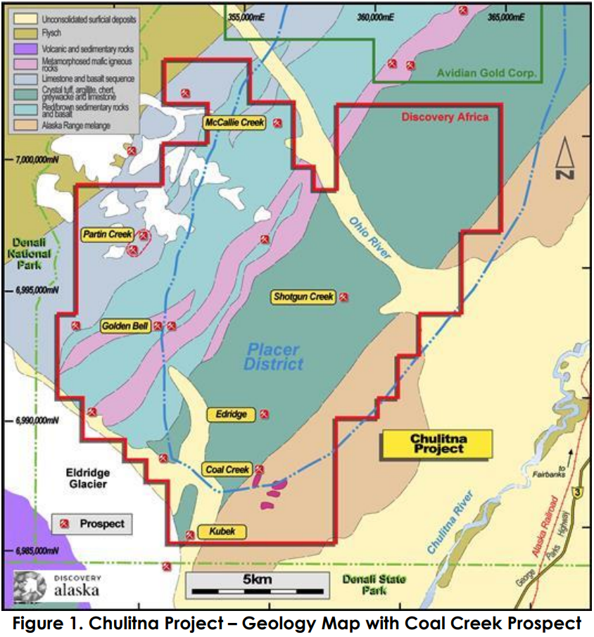 (Source: Discovery Alaska) A map outlining the scope of Discovery's Alaska acreage 