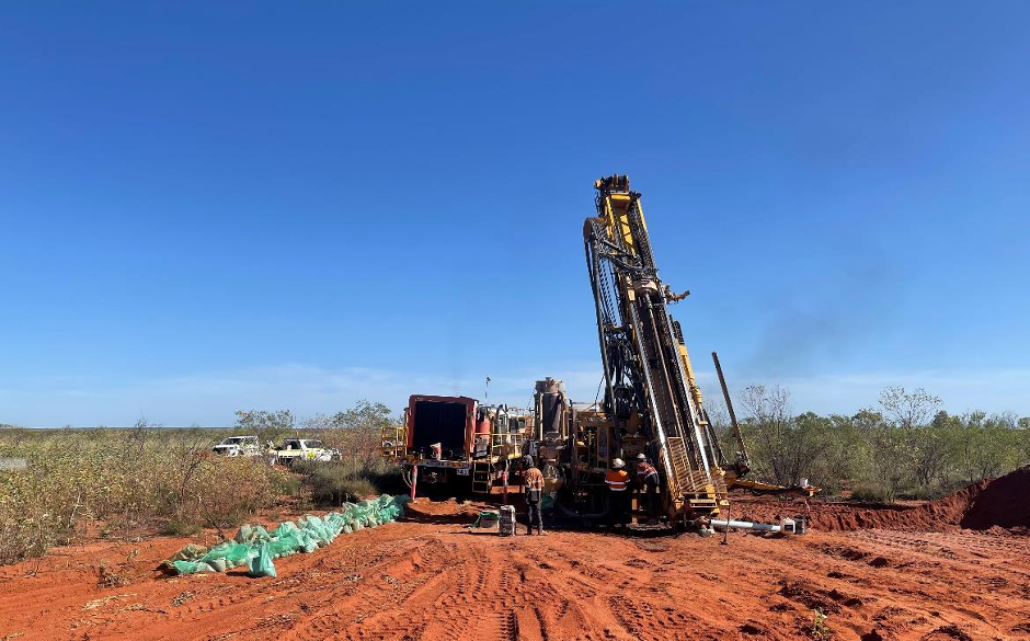 A drill rig at the Pardoo nickel deposit