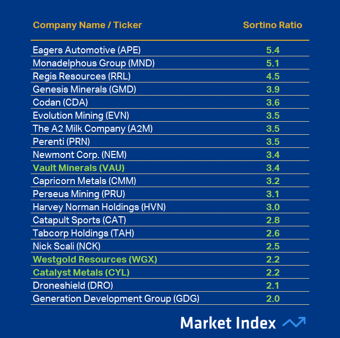 ASX 200 1-year Sortino Ratio Best 46 2025