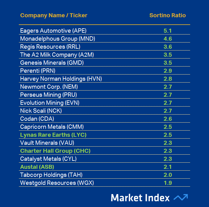 ASX 200 1-year Sortino Ratio Best 47 2025