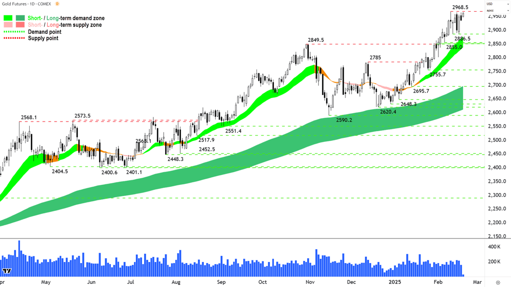 Gold Futures (Front month, back-adjusted) COMEX chart 20 Februuary 2024