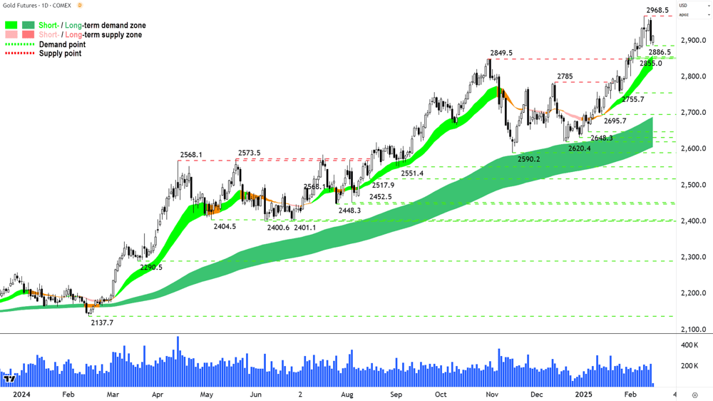 Gold Futures (Front month, back-adjusted) COMEX chart 17 February 2025