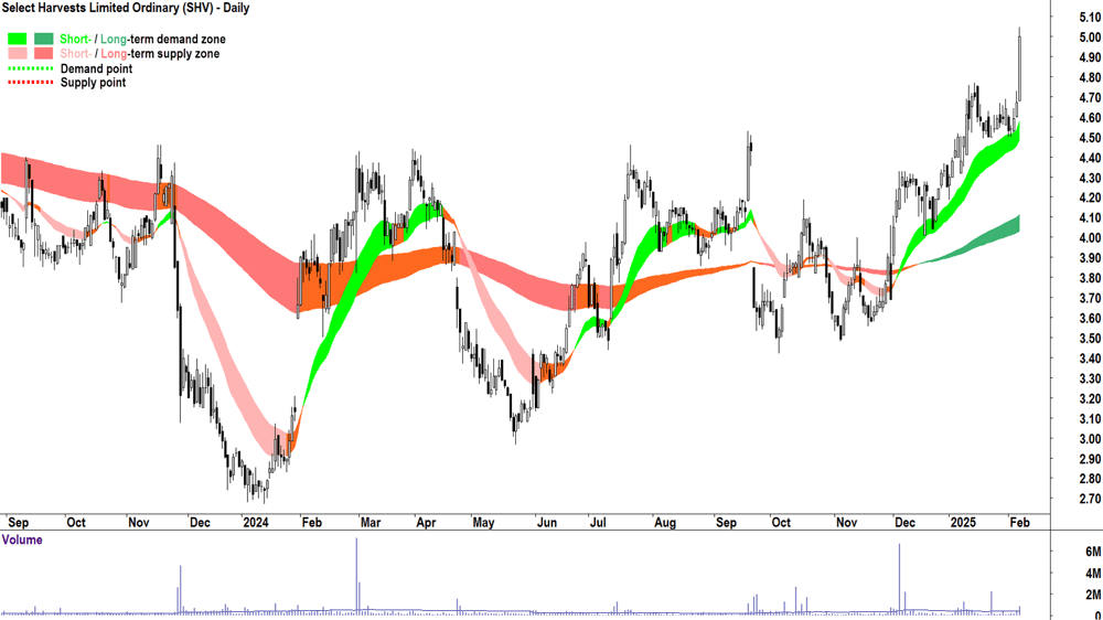 Select Harvests (ASX-SHV) daily chart 7 February 2025