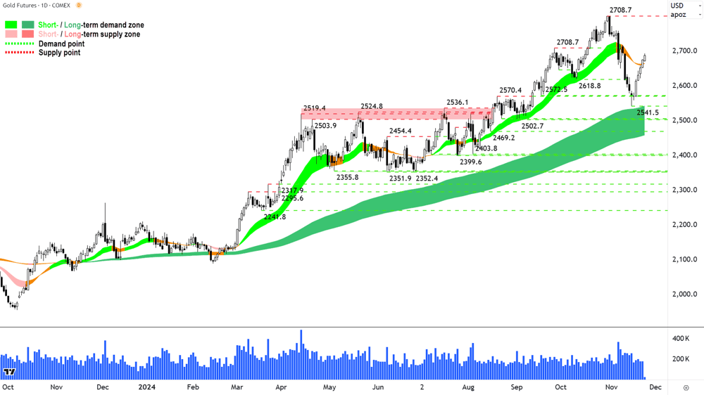 Gold Futures (Front month, back-adjusted) COMEX chart 21 November 2024