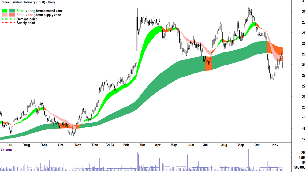 Reece (ASX-REH) chart 21 November 2024