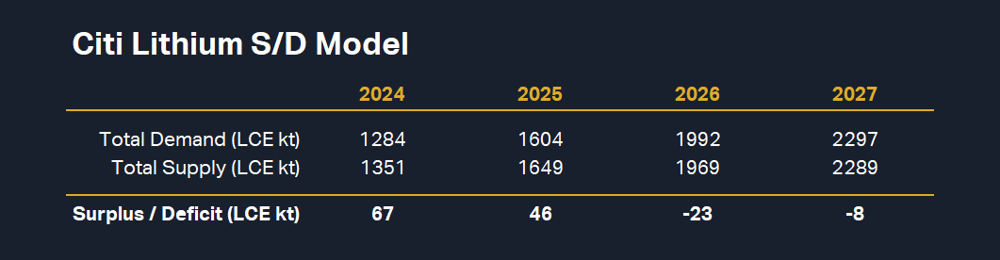 Citi Lithium S-D Model