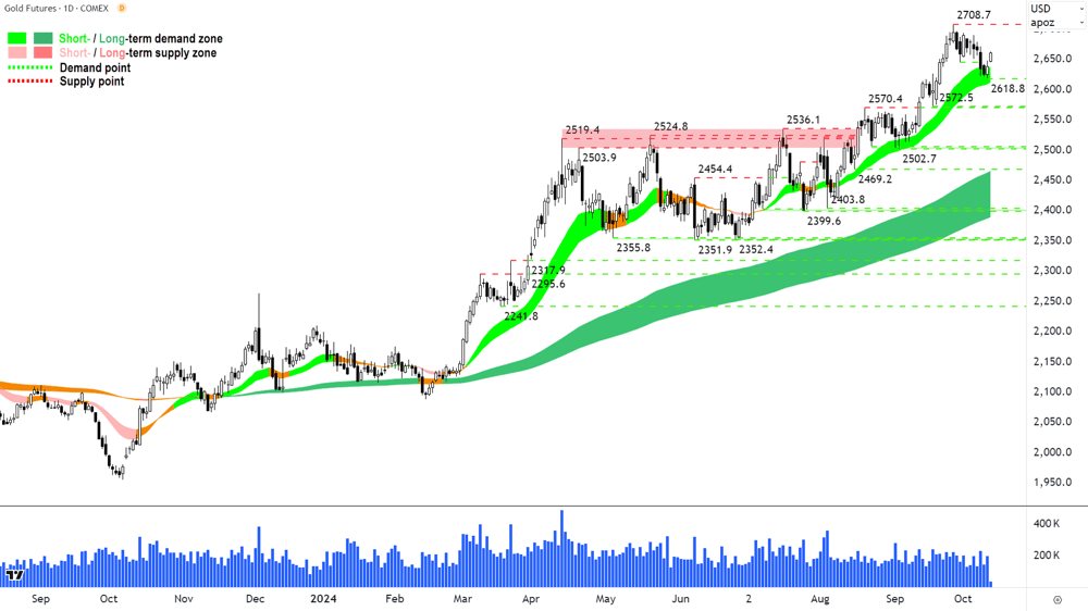 Gold Futures (Front month, back-adjusted) COMEX chart 11 October 2024